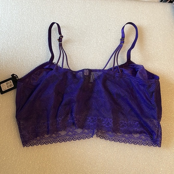 [3X] Ashley Graham lingerie - Purple stretchy/lace bralette - Tri Strap back - Picture 4 of 9